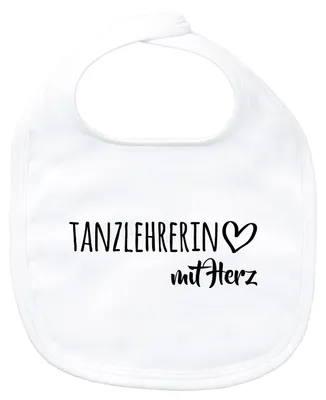 Produktbild von Huuraa Baby Lätzchen Tanzlehrerin mit Herz White Klettverschluss  Baumwolle Latz Geschenkidee