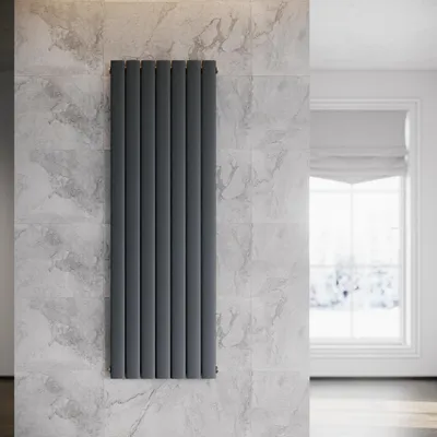 Obrázek produktu pro SONNI Vertikální designový panelový radiátor, jednovrstvý, antracitový, 1600 × 542 mm, bez topného tělesa