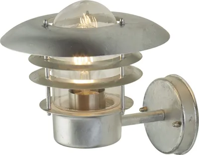 Produktbild von Wandlampe außen Metall Glas H: 25 cm IP44 in Silber E27 Maritim Außenwandleuchte