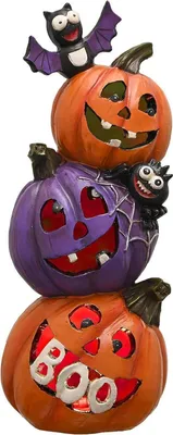 Obrázok produktu pre Halloweenová dekorácia, 25 cm, figúrka tekvice z živice, LED osvetlenie, dekorácia na párty, sošky, ornamenty