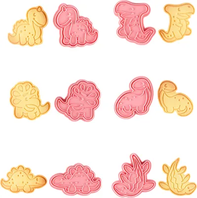 Produktbild von CANDeal Dinosaurier-Ausstechformen Mit Stempelstempel-Set, 6-teiliges 3D-Dinosaurier-Keksausstecher-Form, Prägeformen Für Backthemen-Geburtstagsfeiern Und Festivals
