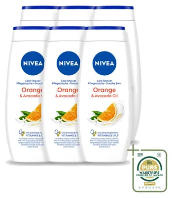 Obrázek produktu pro 6 kusů sprchového gelu Nivea, pomerančová vůně s bambuckým máslem, objem 250 ml, balení