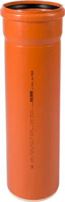A single orange pipe with a black rubber seal at the top, standing upright against a white background.