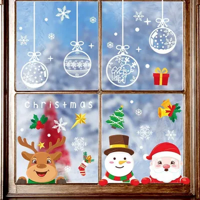 Produktbild von Fensterbilder Weihnachten Selbstklebend 9 Blätter Weihnachtsmann Schneeflocke