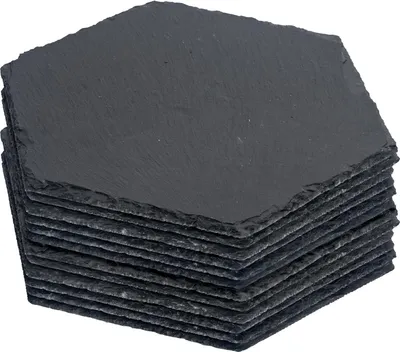 Produktbild von Argon Ta Sechseckige Tischsets aus Schiefer – 30 cm x 26 cm – 12 Stück