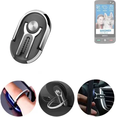 Produktbild von K-S-Trade 3in1 Smartphone-Ring Handy-Ring kompatibel mit Brondi Amico Smartphone Pocket Fingerhalterung  Handyring Tischständer