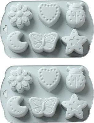 Obrázek produktu pro CANDeal Sada 2 silikonových forem Star Moon Butterfly Silikonové formy na mýdlo Čokoládové formy, formy na pečení pro čokoládu, cupcakes, dorty, domácí muffinová forma Dortová dekorace Mýdlová forma