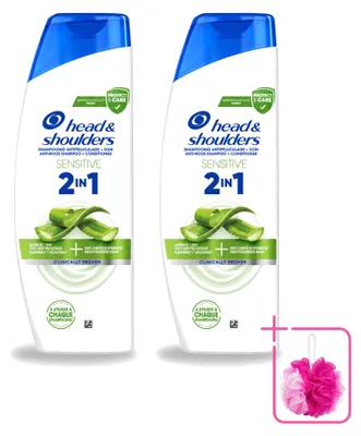 Immagine prodotto di 2 confezioni di shampoo 2-in-1 anti-forfora Head & Shoulders per pelli sensibili - 300 ml - confezione risparmio - 2 pezzi