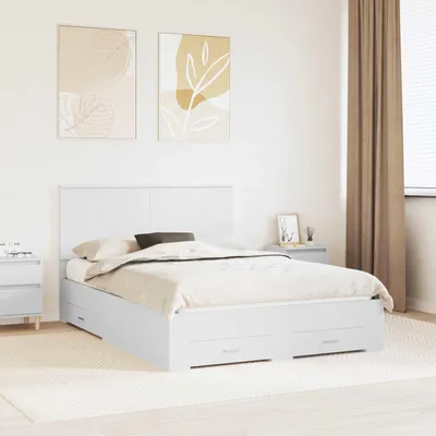 Obrázek produktu pro Maison Exclusive – rám postele s čelem, bílá, 140 x 190 cm, dřevěný materiál