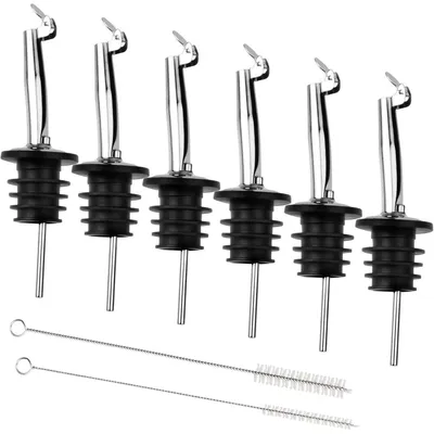Immagine prodotto di 8 pezzi di versatori per bottiglie con tappo, in acciaio inossidabile, universali per olio, liquori e cocktail
