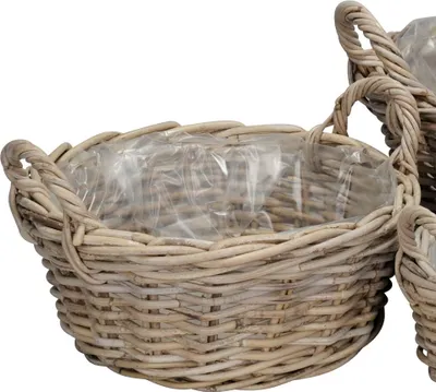 Produktbild von Pflanzkorb FARMER grau braun D33cm Kooboo Rattan Rattankorb - MITTEL