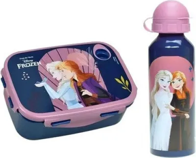Produktbild von Disney Die Eiskönigin 2 tlg Kinder Lunch Set Brotdose Alu Trinkflasche