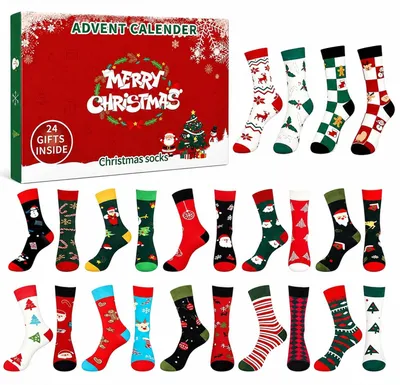 Produktbild von 2026 Adventskalender Socken Herren 12 Paar Weihnachtssocken Größe 39–45