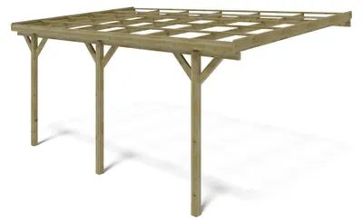 Produktbild von Carport Garagendach 3x5.24 m - 15 m2 - an der Hauswand montiert