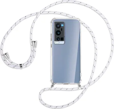 Produktbild von Handykette Backcover-Schutzhülle mit Band (Metall silberfarben) für vivo X60 Pro Plus 5G - weiß/grau