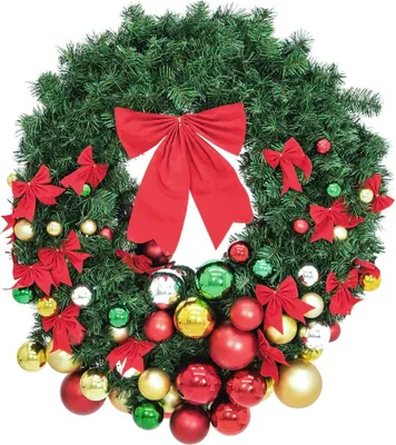 Produktbild von artplants.de Künstlicher Tannenkranz Annie, geschmückt, bunt, Ø90cm - Kunst Weihnachtskranz