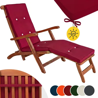 Image de Detex Coussin pour chaise longue rouge pour siège inclinable coussin pour bain de soleil relaxation intérieur extérieur hydrofuge