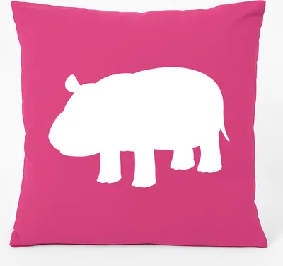 Produktbild von Huuraa Kissen Nilpferd Silhouette 40x40cm mit Füllung Fuchsia Baumwolle Dekokissen Geschenkidee