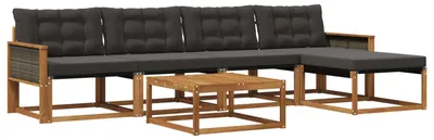 Produktbild von vidaXL Outdoor-Sofagarnitur mit Kissen 6 pcs Natürlich und Schwarz