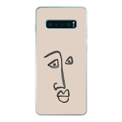 Produktbild von MuchoWow® Handyhülle Schutzhülle Hülle für Samsung Galaxy S10 Plus Gesicht - Rosa - Strichzeichnung Silikon Softcase Handy Hülle - Schutzhülle