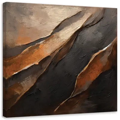 Produktbild von Leinwandbild 3D braun strukturierte Abstraktion 50x50 Feeby Braun bild für die wand bereit zum aufhängen