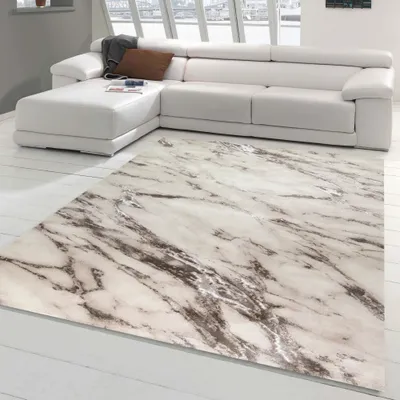 Produktbild von Teppich Wohnzimmer Teppich Marmor Optik in creme beige Größe - 160 x 230 cm