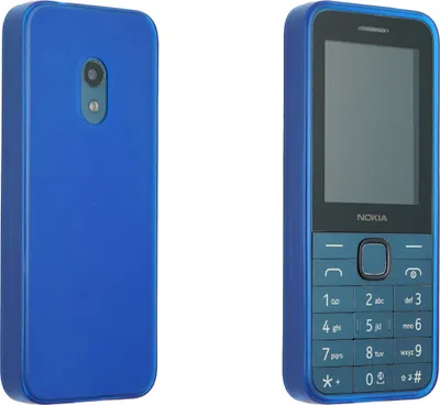 A blue Nokia 225 4G (2024) phone is shown from the front and back.