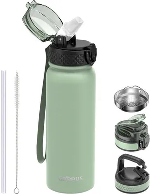 Produktbild von Geschmacksneutrale 600ml/20oz roestvrijstahl Wasserflasche mit Grasstange, Sportthermoflasche, leckfreie Flasche, Wasserflasche mit Grasstange, Thermoflasche