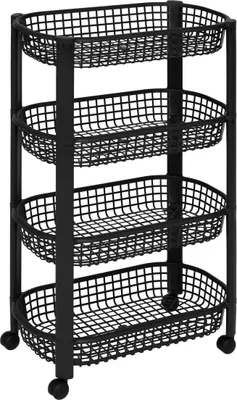 Produktbild von Küchenwagen auf Rädern BASKET, aus Kunststoff, 46,5 x 25,5 x 79 cm