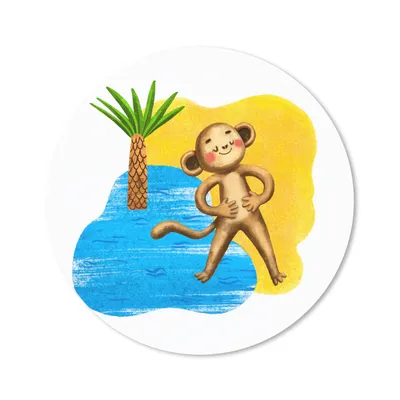 Produktbild von MuchoWow® Mauspad Mousepad Affe - Palme - Meer 50x50 cm - Mousepads - Maus Mat - Pad - Mausunterlage - Vinyl