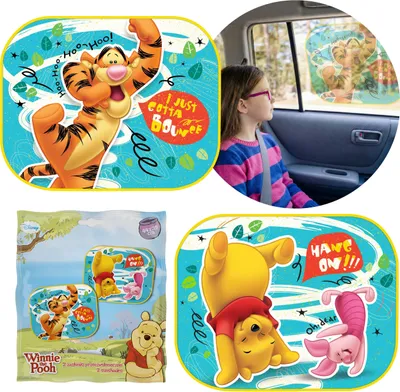 Produktbild von Disney Winnie Puuh Sonnenschutz für Auto-Seitenfenster, mit Saugnäpfen, 2er-Set