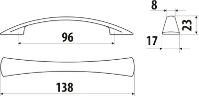 Obrázok produktu pre Rukoväť UN90, leštený chróm, 96 mm