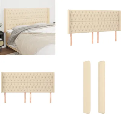 Produktbild von vidaXL Kopfteil mit Ohren Creme 183x16x118/128 cm Stoff - Kopfteil - Kopfteile - Bett-Kopfteil - Bettkopfteil