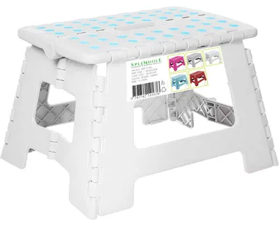 Produktbild von Klapphocker, faltbar, 22 cm, Weiß, rutschfeste Oberfläche, platzsparender Tritthocker für den Haushalt