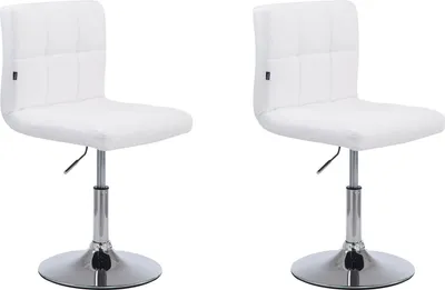 Produktbild von 2er Set Barhocker BANGKO - Kunstleder Weiß 44x49x74 cm | Barstuhl Höhenverstellbar Mit Lehne Drehbar Tresenhocker Tresenstuhl Kneipenhocker