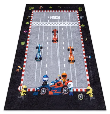 Image de Tapis lavable JUNIOR 52108.801 Course, formule 1 pour les enfants antidérapant - gris gris 200x290 cm