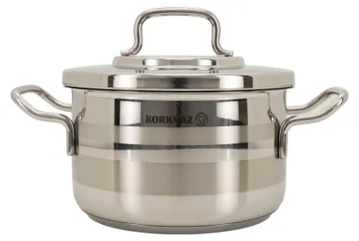 Produktbild von Korkmaz Astra 2 Edelstahl Kochtopf – 18 cm / 2,6 Liter – Topf mit Deckel, Induktionsgeeignet