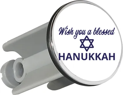 Produktbild von Huuraa Waschbeckenstöpsel Wish blessed Hanukka Schriftzug 4cm höhenverstellbar Abflussstopfen Geschenkidee