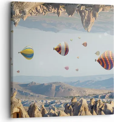 Produktbild von Bild auf Leinwand - Leinwandbild - Einteilig - Surrealismus Flug Luftballons - 30x30cm - Wand Bild - Wanddeko - Wandbilder - Leinwanddruck - Bilder - Wanddekoration - Leinwand bilder - AC30x30-4454