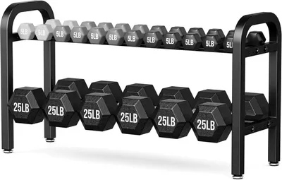 Produktbild von Hantelablage 2 Ebenen, 300 lbs Kapazität, verstellbar, für Heimfitness
