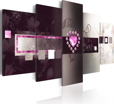 Image de Tableaux abstraits 200 x 100 cm Toile intissé Tableau 5 pièces Impression artistique moderne Tableaux muraux XXL Décoration murale Design Tableau mural - Ornement Cœur Magnolias Perles Vintage 020101-181