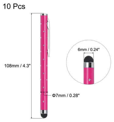 Produktbild von 10Stk Glitzer Strass Stylus Stifte fš¹r Touchscreens Universal Metall Kapazitiver Stift fš¹r Handy Alle Kapazitiven Touchscreen Ger?te Rosenrot