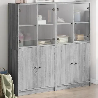 Produktbild von vidaXL Bücherschrank mit Türen Grau Sonoma 136x37x142 cm Holzwerkstoff
