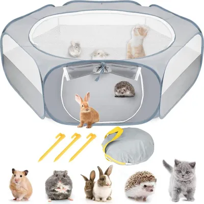 Produktbild von Kleintier-Laufstall für Haustiere, tragbar, faltbar, Übungszaun mit Seitentür, Käfigzelt für draußen, für Küken/Katzen/Hunde/Kaninchen/Hamster