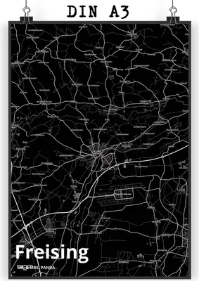 Produktbild von Mr. & Mrs. Panda Bild Freising DIN A3 - Geschenk, Deko, Wandbild, Stadt, wanddeko, drucke, Dorf Karte Landkarte Map Stadtplan, Kunstdruck
