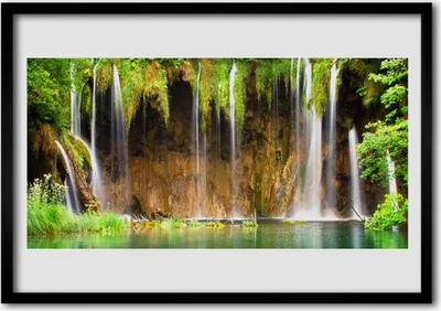 Produktbild von Bild 100x70 MDF-Rahmen Wandkunst Wasserfall Natur