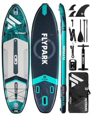 Image de Planche de stand-up paddle gonflable polyvalente, avec une grande capacité de charge, idéale pour le yoga et le fitness
