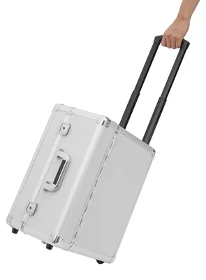 Image de Valise trolley en aluminium avec roues verrouillables