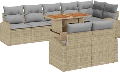 Productafbeelding van vidaXL Tuinset, 9-delig, beige en lichtgrijs
