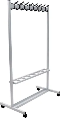 Produktbild von STIER Reihengarderobenständer, pulverbeschichtet, 16 Haken, flexibel mit Rollen, für Büros und Werkstätte